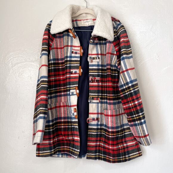 THE GREAT. Woodsy Plaid Cabinmate Toggle Wool Blend Coat Jacket Size 1/S - Picture 4 of 16